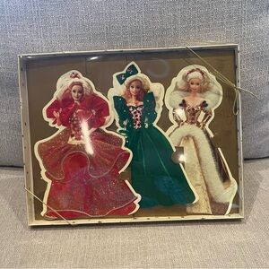 Hallmark HOLIDAY BARBIE Christmas Collection CARD Set 3 Embossed Cards 1995 NIB